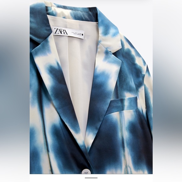 BNET ZARA 2 PCS SET SUIT SATIN EFFECT PRINTED PANTS AND BLAZER - Picture 11 of 13